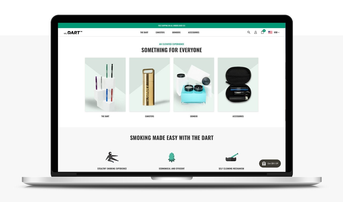 The Dart desktop e-commerce homepage