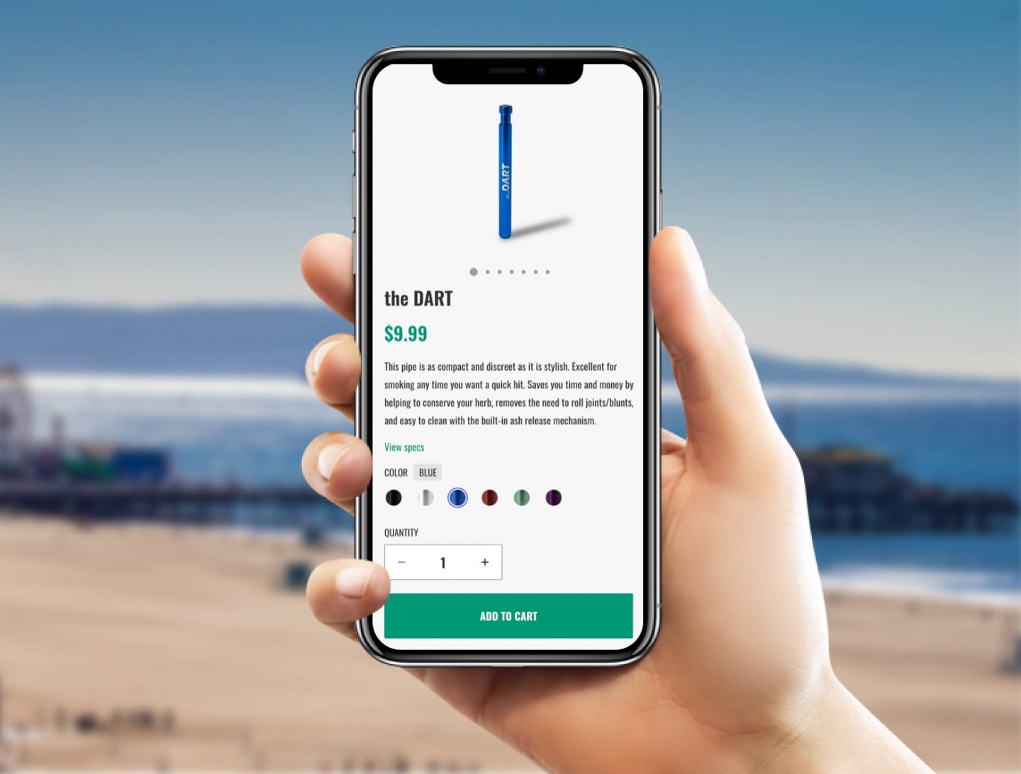 The Dart product page rendered on iPhone