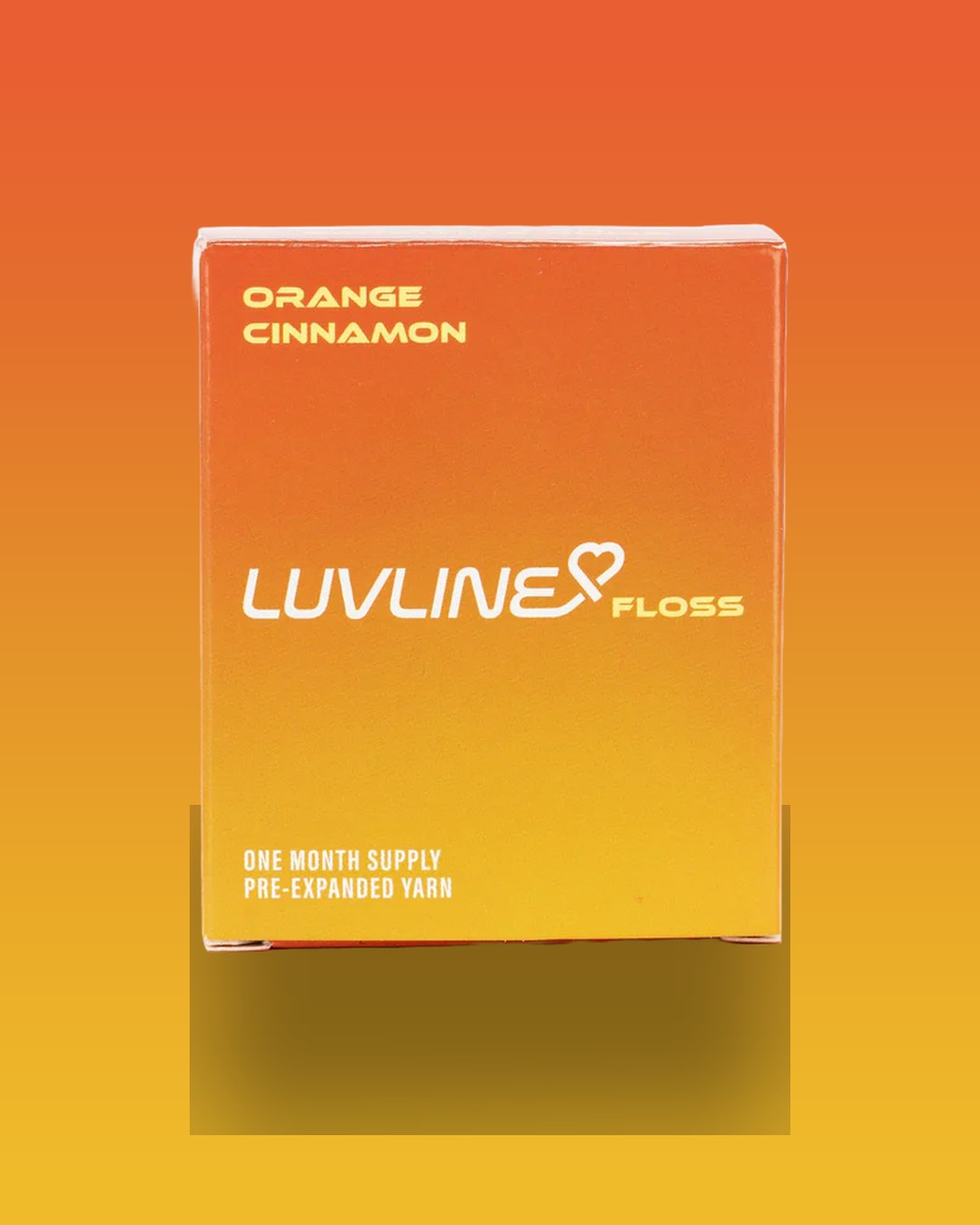 LuvLine Orange Cinnamon carton on a matching orange gradient
